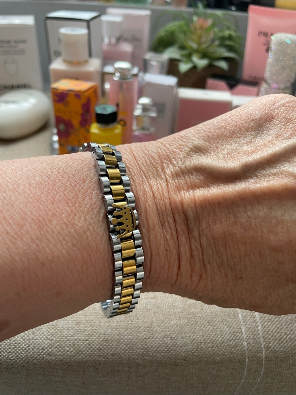✨Two-Tone Crown 👑 Link Bracelet - Gold & Silver✨NEW fits larger wrists